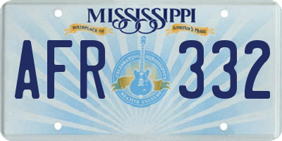 MS license plate AFR332