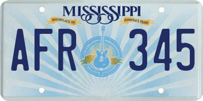 MS license plate AFR345