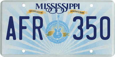 MS license plate AFR350