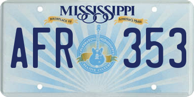 MS license plate AFR353