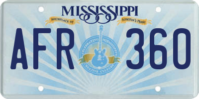 MS license plate AFR360