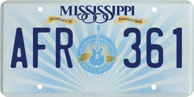 MS license plate AFR361