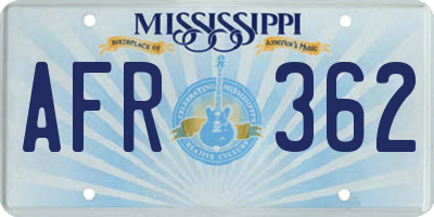 MS license plate AFR362
