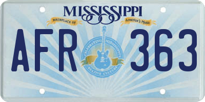 MS license plate AFR363