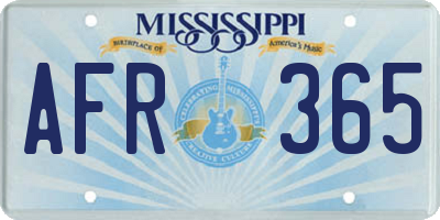 MS license plate AFR365