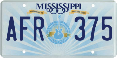 MS license plate AFR375