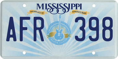 MS license plate AFR398