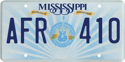 MS license plate AFR410