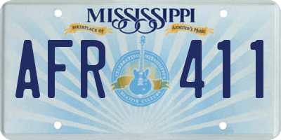 MS license plate AFR411