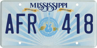 MS license plate AFR418