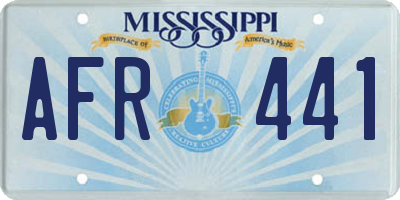 MS license plate AFR441