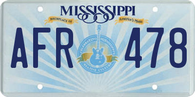 MS license plate AFR478