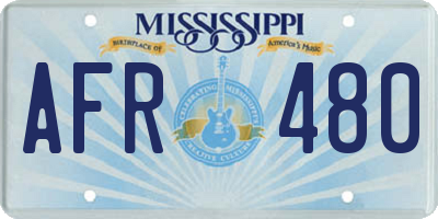 MS license plate AFR480