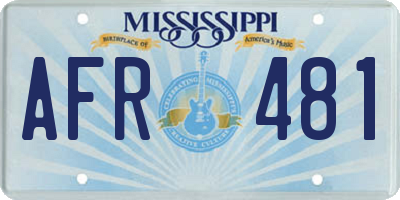 MS license plate AFR481