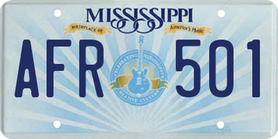 MS license plate AFR501