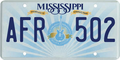 MS license plate AFR502