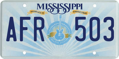 MS license plate AFR503