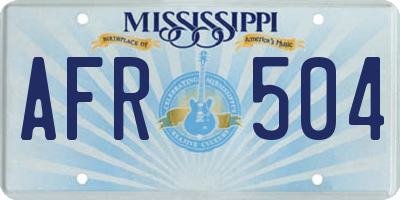 MS license plate AFR504