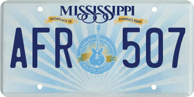 MS license plate AFR507