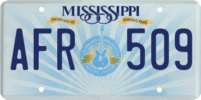 MS license plate AFR509