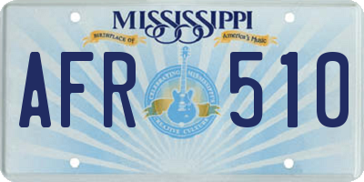 MS license plate AFR510