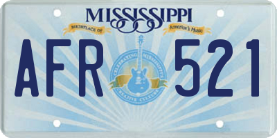 MS license plate AFR521