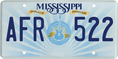 MS license plate AFR522
