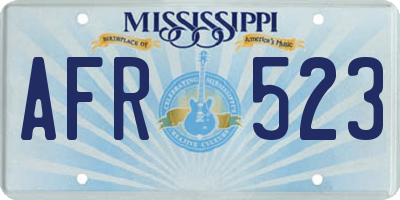 MS license plate AFR523