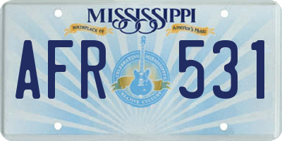MS license plate AFR531