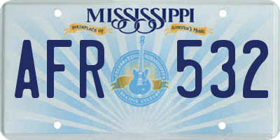 MS license plate AFR532