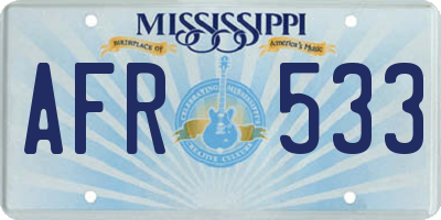 MS license plate AFR533