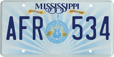MS license plate AFR534