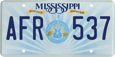 MS license plate AFR537