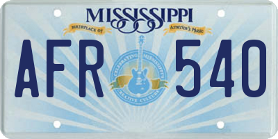 MS license plate AFR540