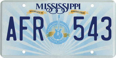 MS license plate AFR543
