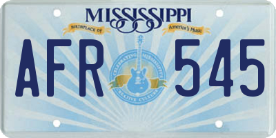 MS license plate AFR545