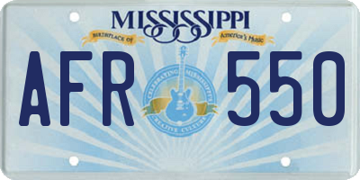 MS license plate AFR550