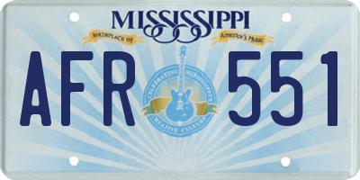 MS license plate AFR551