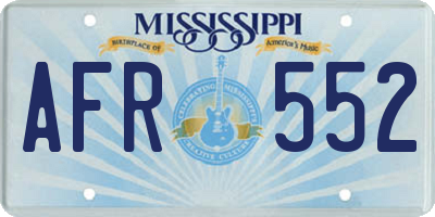 MS license plate AFR552