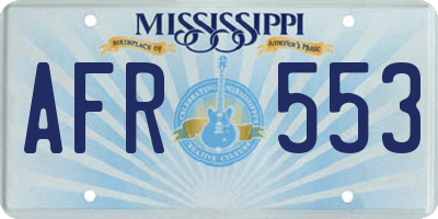 MS license plate AFR553