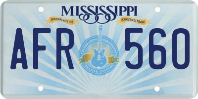 MS license plate AFR560