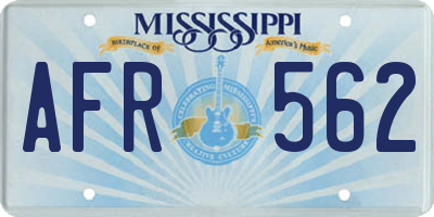 MS license plate AFR562