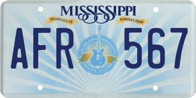 MS license plate AFR567