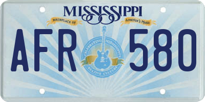 MS license plate AFR580