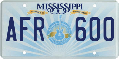MS license plate AFR600