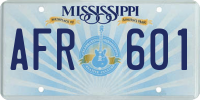 MS license plate AFR601