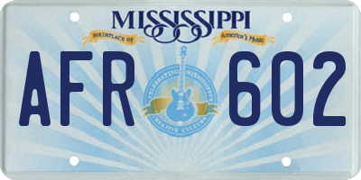 MS license plate AFR602
