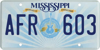 MS license plate AFR603