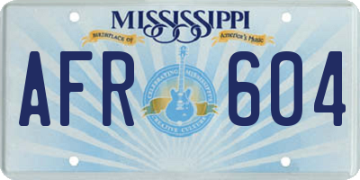 MS license plate AFR604