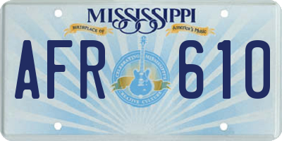 MS license plate AFR610